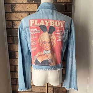 Playboy Denim Jacket with Dolly Magazine Print